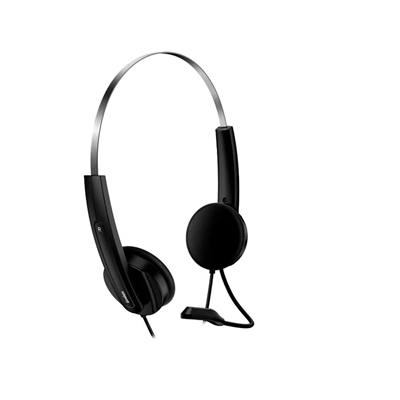 Genius HS-220U Ultra Lightweight Headset with Mic, USB Connection, Plug and Play, Adjustable Headband and microphone with In-line Volume Control, Black image 2