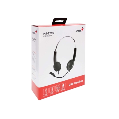 Genius HS-220U Ultra Lightweight Headset with Mic, USB Connection, Plug and Play, Adjustable Headband and microphone with In-line Volume Control, Black image 3