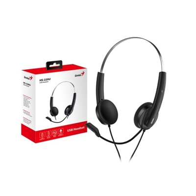 Genius HS-220U Ultra Lightweight Headset with Mic, USB Connection, Plug and Play, Adjustable Headband and microphone with In-line Volume Control, Black image 4