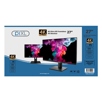 piXL PX27UDH4K 27 Inch 60Hz 4K IPS Monitor with 3840 x 2160 Resolution, 5ms Response Time, 60Hz Refresh Rate, USB-C, USB-B, USB-A, HDMI, Display Port & VESA Mount image 5
