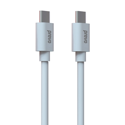Prevo USB 2.0 60W C to C PVC cable, 20V/3A, 480Mbps, White, Superior Design & Performance, Retail Box Packaging image 2