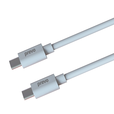 Prevo USB 2.0 60W C to C PVC cable, 20V/3A, 480Mbps, White, Superior Design & Performance, Retail Box Packaging image 3