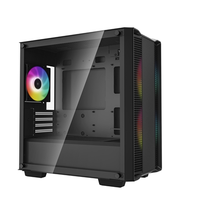 DeepCool CC360 ARGB, Black, Mini Tower Chassis w/ Tempered Glass Window, 3x 120mm ARGB Fans, USB 3.0, mATX/mITX image 2