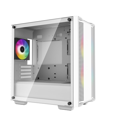 DeepCool CC360 ARGB WH, White, Mini Tower Chassis w/ Tempered Glass Window, 3x 120mm ARGB Fans, USB 3.0, mATX/mITX image 2