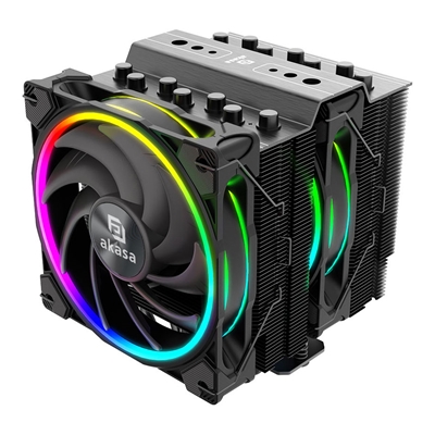 Akasa Soho H7 ARGB CPU Cooler, Black, 2x 120mm PWM Fan, Dual Tower, Aluminium Fins, 7x Copper Heatpipes, Intel/AMD image 2