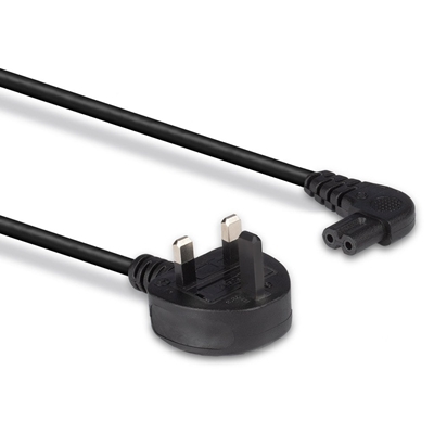 Lindy 30454 0.5m UK 3 Pin Plug To Right Angle IEC C7 (Figure-8) 3 Amp Fuse Mains Extension Cable - Black image 3