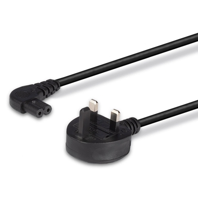 Lindy 30454 0.5m UK 3 Pin Plug To Right Angle IEC C7 (Figure-8) 3 Amp Fuse Mains Extension Cable - Black image 5