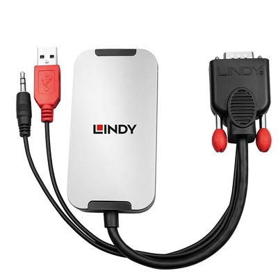 Lindy 38296 0.18m VGA & Audio (M) To DisplayPort (F) 1.2 USB Powered 1920x1080@60Hz Adapter Cable - Black image 2