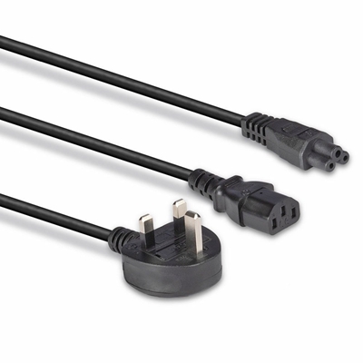 Lindy 30374 2.5m UK 3 Pin Plug To IEC C13 (Kettle) & IEC C5 (Clover) 10 Amp Mains Splitter Extension Cable - Black image 3
