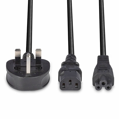 Lindy 30374 2.5m UK 3 Pin Plug To IEC C13 (Kettle) & IEC C5 (Clover) 10 Amp Mains Splitter Extension Cable - Black image 4