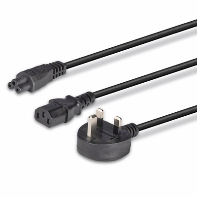 Lindy 30374 2.5m UK 3 Pin Plug To IEC C13 (Kettle) & IEC C5 (Clover) 10 Amp Mains Splitter Extension Cable - Black image 5