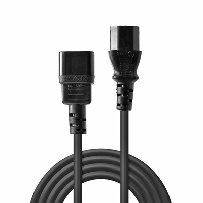 Lindy 30331 2m IEC C14 (Kettle) To IEC C13 (Kettle) Mains Extension Cable - Black, Perfect for use in Offices, Control Rooms, Digital Signage and Home Theatre Setups image 2