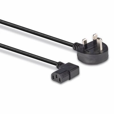 Lindy 30446 1m UK 3 Pin Plug To Right Angle IEC C13 (Kettle) 5 Amp Fuse Mains Extension Cable - Black image 3
