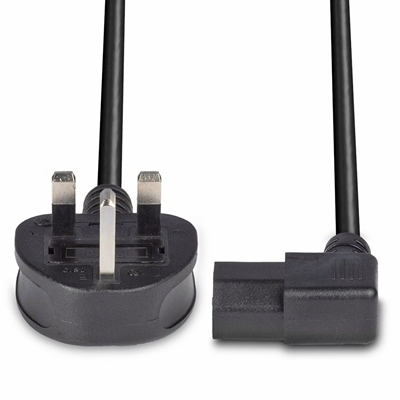 Lindy 30446 1m UK 3 Pin Plug To Right Angle IEC C13 (Kettle) 5 Amp Fuse Mains Extension Cable - Black image 4