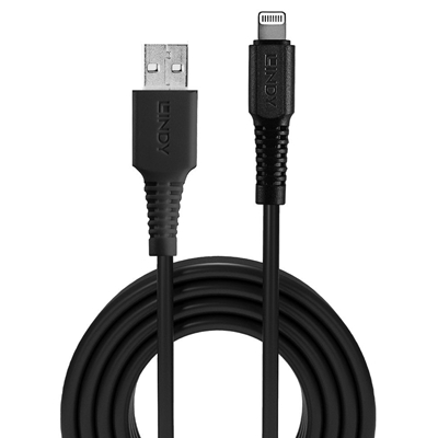 Lindy 31319 0.5m USB-A (M) 2.0 To Lightening (M) MFi Certified 480Mbps Cable - Black image 2