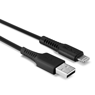 Lindy 31319 0.5m USB-A (M) 2.0 To Lightening (M) MFi Certified 480Mbps Cable - Black image 3
