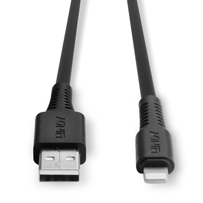 Lindy 31319 0.5m USB-A (M) 2.0 To Lightening (M) MFi Certified 480Mbps Cable - Black image 4