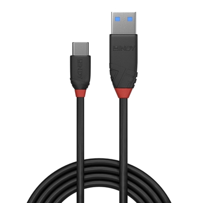 Lindy 36915 0.5m USB-A (M) 3.2 To USB-C (M) 3.2 Black Line 10Gbps Cable - Black image 2