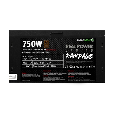 Gamemax RPG Rampage 750W Fully Modular 80 Plus Bronze PSU With 140mm FDB Fan image 6