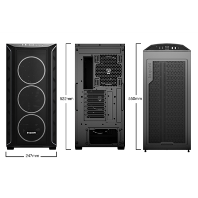 be quiet! Shadow Base 800 FX ARGB Black Mid Tower Chassis, Addressable RGB LEDs, 4x 140mm Fans, mITX/mATX/ATX/EATX image 2