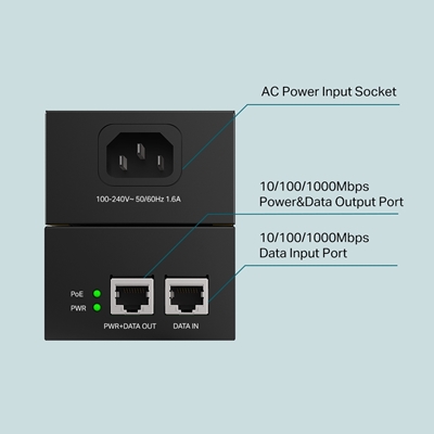 TP-Link TL-POE170S IEEE 802.3af/at/bt 60W PoE++ Injector image 4