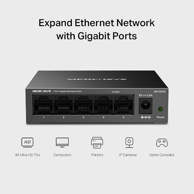 Mercusys MS105GS 5 Port Gigabit Ethernet Network Switch Steel Case image 6