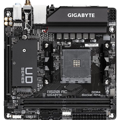 Gigabyte A520I AC Ultra Durable AMD AM4 Socket Motherboard, Mini-ITX, 2x DDR4 Slots, 1x M.2 Socket, GbE LAN, Wi-Fi 5, 1x Display Port 1.4 / 2x HDMI Ports image 2