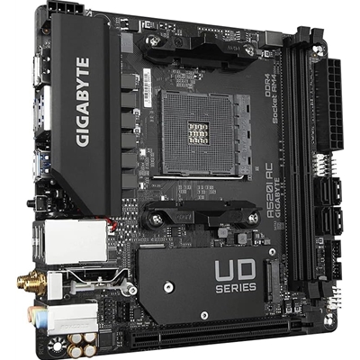 Gigabyte A520I AC Ultra Durable AMD AM4 Socket Motherboard, Mini-ITX, 2x DDR4 Slots, 1x M.2 Socket, GbE LAN, Wi-Fi 5, 1x Display Port 1.4 / 2x HDMI Ports image 3