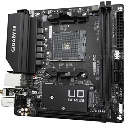 Gigabyte A520I AC Ultra Durable AMD AM4 Socket Motherboard, Mini-ITX, 2x DDR4 Slots, 1x M.2 Socket, GbE LAN, Wi-Fi 5, 1x Display Port 1.4 / 2x HDMI Ports image 4