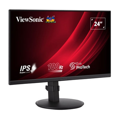 Viewsonic VA2408-HDJ 24 Inch IPS Monitor, Full HD, 100Hz, 5ms, VGA, HDMI, Display Port, Height Adjust, Pivot, Swivel, Int PSU, VESA image 2