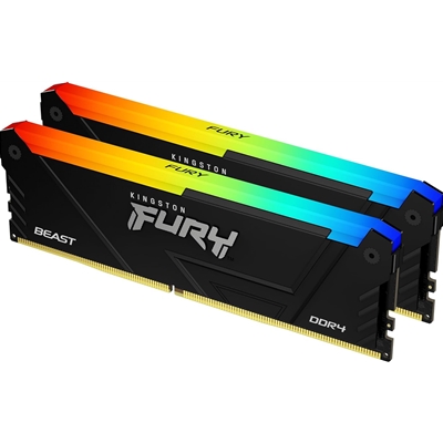 Kingston FURY Beast KF436C17BB2AK2/16 16GB (2x 8GB) DIMM System Memory, 3600MHz, DDR4, CL17, Black, RGB, Intel XMP image 2