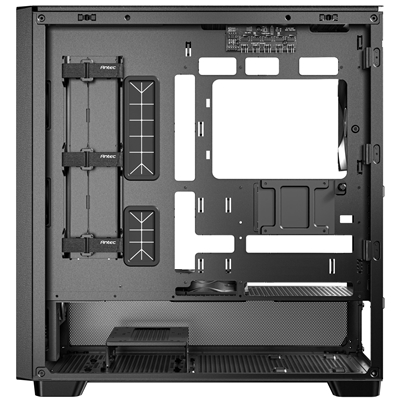 Antec FLUX Mid Tower PC Case - Tempered Glass, Black/Wood, 5 PWM Fans, USB-C, E-ATX/ATX/mATX/ITX Compatibility image 4
