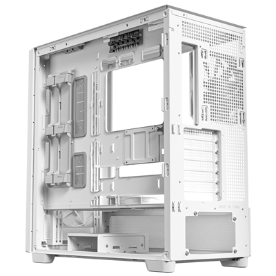 Antec FLUX Mid Tower PC Case - Tempered Glass, White/Wood, 5 PWM Fans, USB-C, E-ATX/ATX/mATX/ITX Compatibility image 4