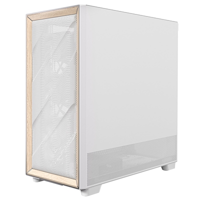 Antec FLUX Mid Tower PC Case - Tempered Glass, White/Wood, 5 PWM Fans, USB-C, E-ATX/ATX/mATX/ITX Compatibility image 5