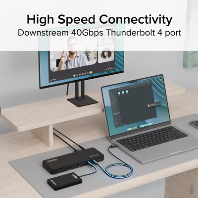 Plugable TBT4-UD5 ThunderBolt 4 Dual Monitor (2x 4K or 1x 8K) 96W USB-C PD Docking Station image 4