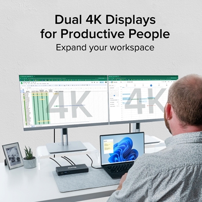 Plugable UD-MSTH2 USB-C Dual HDMI 4K 65W USB-C PD Driverless Docking Station image 3