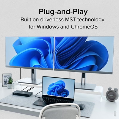 Plugable UD-MSTH2 USB-C Dual HDMI 4K 65W USB-C PD Driverless Docking Station image 4