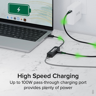 Plugable USBC-E2500PD USB-C to 2.5GbE Gigabit Ethernet Adapter with USB-C PD Charging image 4