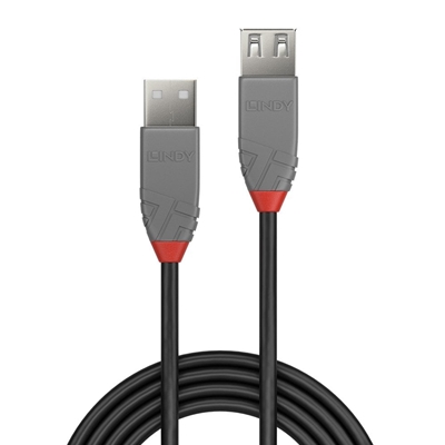 Lindy 36701 0.5m USB-A (M) 2.0 To USB-A (F) 2.0 Anthra Line 480Mbps Extension Cable - Black image 2