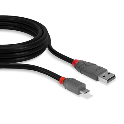 Lindy 36730 0.2m USB 2.0 Type A to Micro-B Cable, Anthra Line image 3