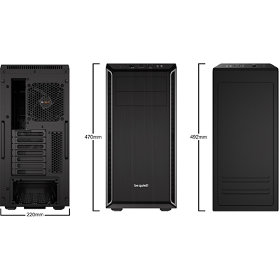be quiet! Pure Base 600 Case, Silver, MId Tower, 2 x USB 3.2 Gen 1 Type-A, 3 x Pure Wings 2 Black PWM Fans Included, Completely Sound Insulated with Dampening Materials, Adjustable Top Cover Vent image 2