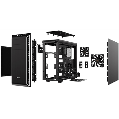 be quiet! Pure Base 600 Case, Silver, MId Tower, 2 x USB 3.2 Gen 1 Type-A, 3 x Pure Wings 2 Black PWM Fans Included, Completely Sound Insulated with Dampening Materials, Adjustable Top Cover Vent image 4