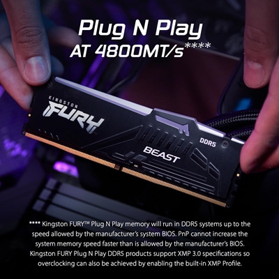 Kingston FURY Beast KF560C36BBE2AK2-32 32GB (2x 16GB) DIMM System Memory, 6000MHz, DDR5, CL36, Black, RGB, Intel XMP, AMD EXPO image 2