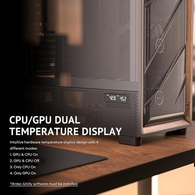 Antec Flux PRO Full Tower PC Case with Tempered Glass, Black/Wood, 6 Pre-Installed Fans, USB Type-C, E-ATX/ATX/mATX/mITX Compatibility image 3
