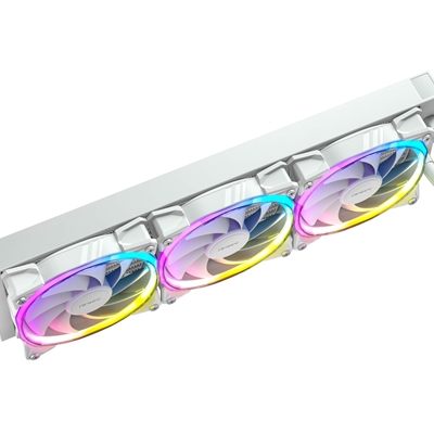 ANTEC Vortex 360 ARGB AiO Liquid CPU Cooler, White, Universal Socket, 360mm Radiator, PWM 2000RPM Fusion ARGB Cooling Fans, Addressable RGB LED Lighting with Suspended Spiral Pump Head Design image 5