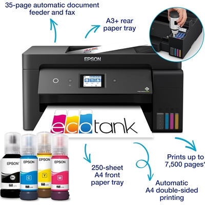 Epson Ecotank ET-15000 C11CH96401CA Printer,  Colour, Wireless, A3, All-in-One inc Fax, Network, ADF, 6.8cm Touchscreen Panel image 6