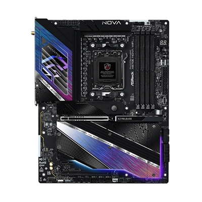 ASRock X870E NOVA WIFI PHANTOM GAMING AMD AM5 Socket Motherboard, ATX, 4x DDR5 Slots, 5x M.2 Sockets, Fitted I/O Shield, 5GbE LAN, Wi-Fi 7, 1x HDMI Port / 2x USB-C (USB4) image 2