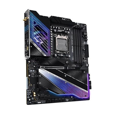 ASRock X870E NOVA WIFI PHANTOM GAMING AMD AM5 Socket Motherboard, ATX, 4x DDR5 Slots, 5x M.2 Sockets, Fitted I/O Shield, 5GbE LAN, Wi-Fi 7, 1x HDMI Port / 2x USB-C (USB4) image 3