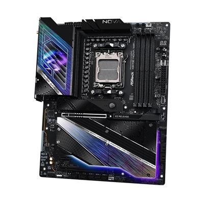ASRock X870E NOVA WIFI PHANTOM GAMING AMD AM5 Socket Motherboard, ATX, 4x DDR5 Slots, 5x M.2 Sockets, Fitted I/O Shield, 5GbE LAN, Wi-Fi 7, 1x HDMI Port / 2x USB-C (USB4) image 4