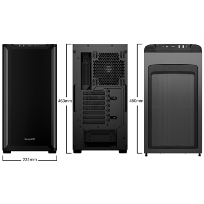 be quiet! Pure Base 501 ATX Mid Tower PC Case – Sleek Black Design, High-Airflow with 2 x Pure Wings 3 140mm Fans, USB-C Front Port, Water-Cooling Ready, Tool-Free Installation, Noise-Optimized image 2